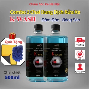 Combo 2 Chai Dung Dịch Rửa Xe Bọt Tuyết K-WASH 500ml – Đậm Đặc – Sạch Sâu – Bóng Sơn – Chiết Từ Can 5L