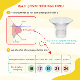Trợ Phễu Silicone Coniu, Đệm Hạ Size Phễu Size 15-17-19-21-24mm, Hút Sữa Hiệu Quả và Êm Ái (Hộp 01 Chiếc)