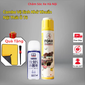 Combo Vệ Sinh Khử Khuẩn Khử Mùi Nội Thất Ô Tô – Làm Sạch Khoang Xe, Diệt Khuẩn, Khử Mùi Điều Hòa – Tặng Khăn Lau & Chổi