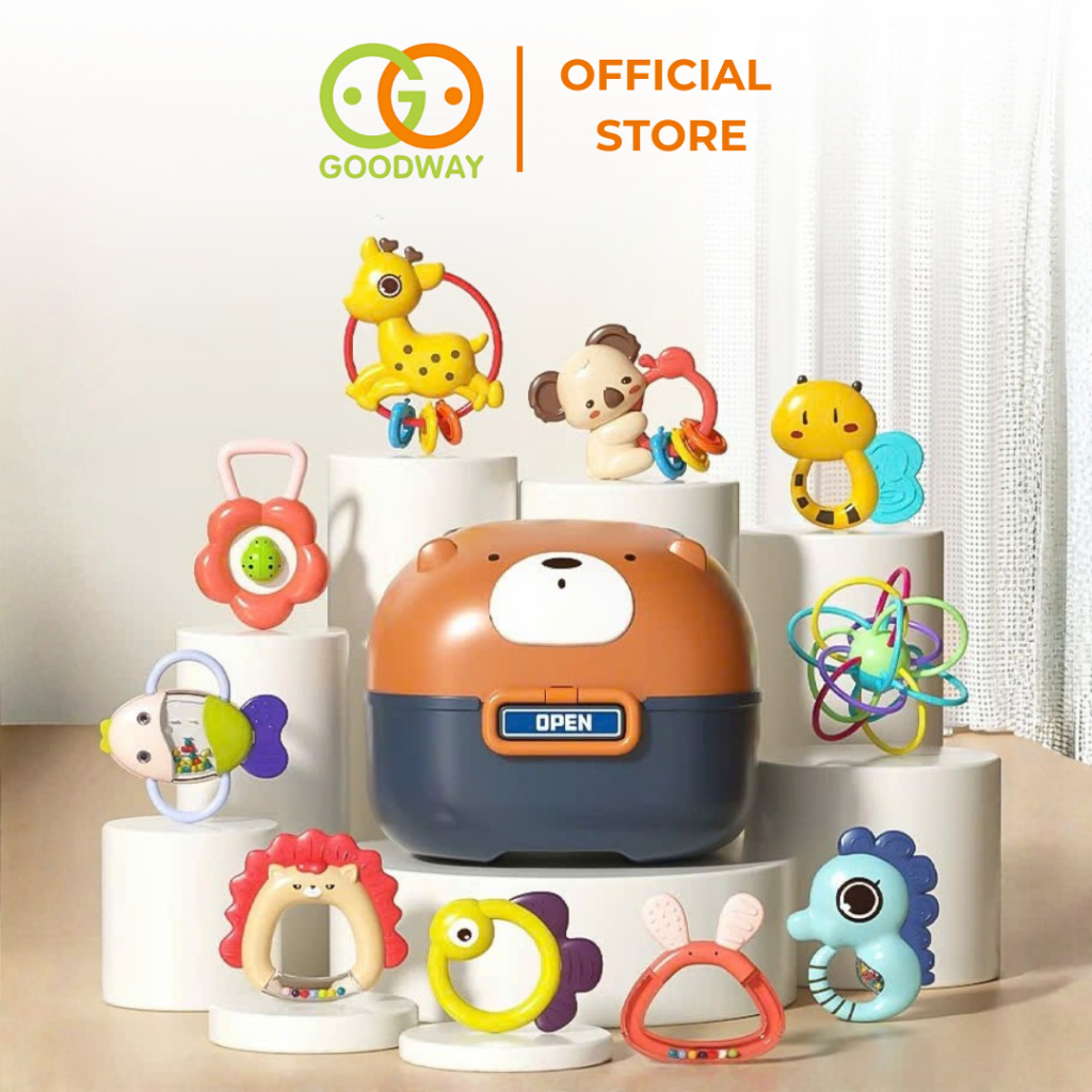 Đồ chơi bé sơ sinh bộ lục lạc gặm nướu 8 10 món Goodway Baby Rattle an toàn cho bé từ 2 tháng tuổi