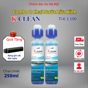 Combo 2 Chai Nước Rửa Kính Ô Tô Đậm Đặc K-CLEAN 250ml – Tỷ Lệ Pha 1:100 – Chiết Từ Can 5L – Làm Sạch Kính, Chống Bám Bụi