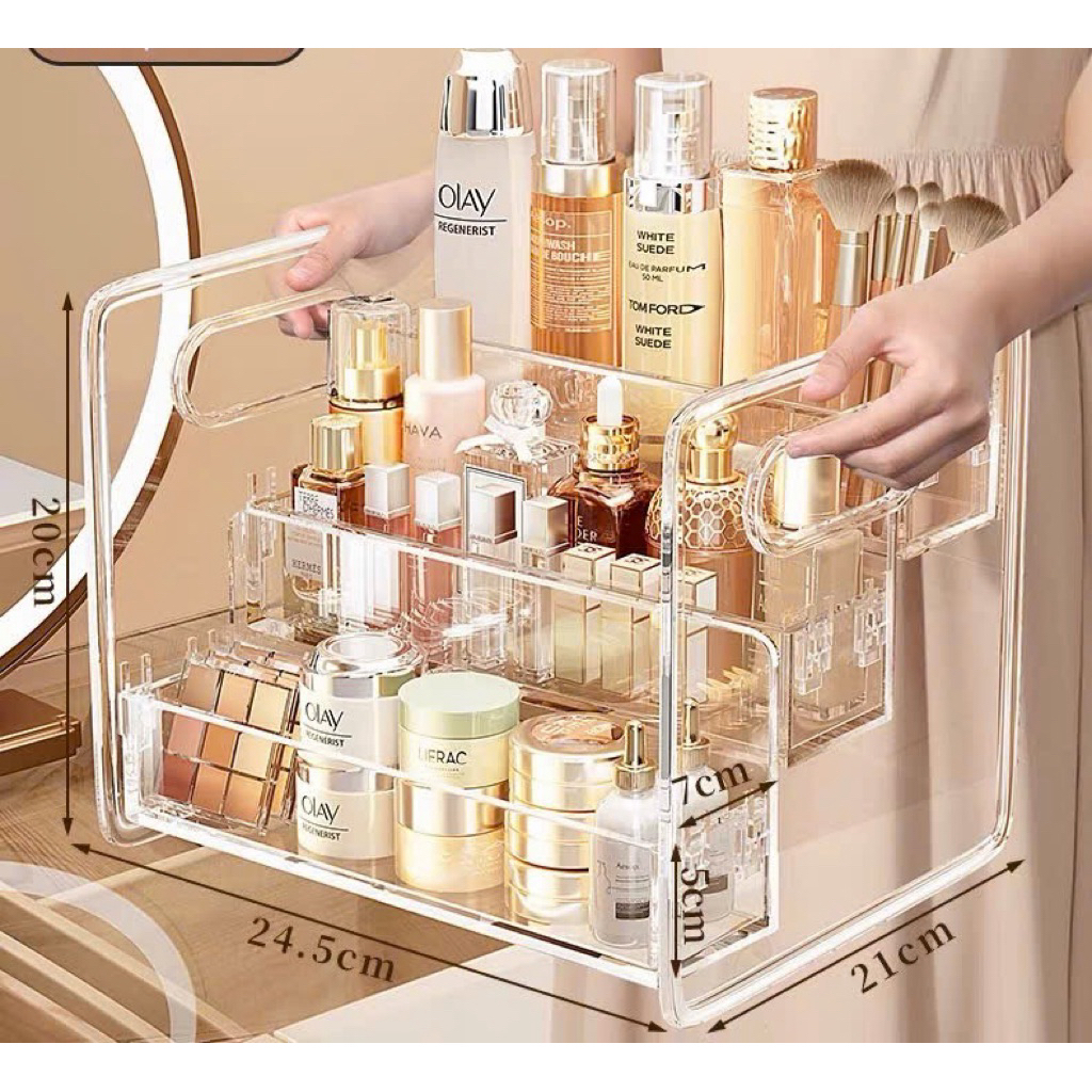 kệ đựng mĩ phẩm trong chốt 3 tầng để bàn giá nhựa để đồ nhà tắm đã năng có lỗ thoát nước
