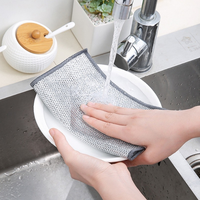 Khăn Rửa Chén Bát Lưới Kim Loại | Tấm Lưới Kim Loại | Khăn Rửa Chén | Khăn Lưới Kim Loại Rửa Chén Bát - 1 Khăn hoalinh