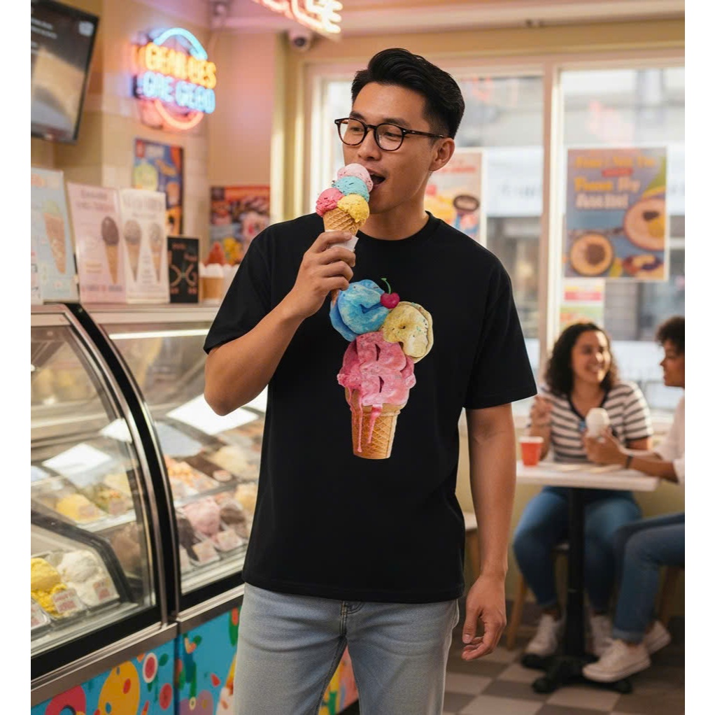 Áo thun Stee Cổ tròn CAB ICECREAM Localbrand ICVCVNI Unisex