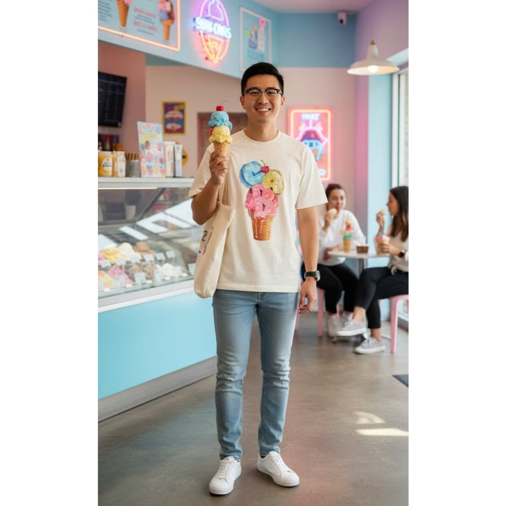 Áo thun Stee Cổ tròn CAB ICECREAM Localbrand ICVCVNI Unisex