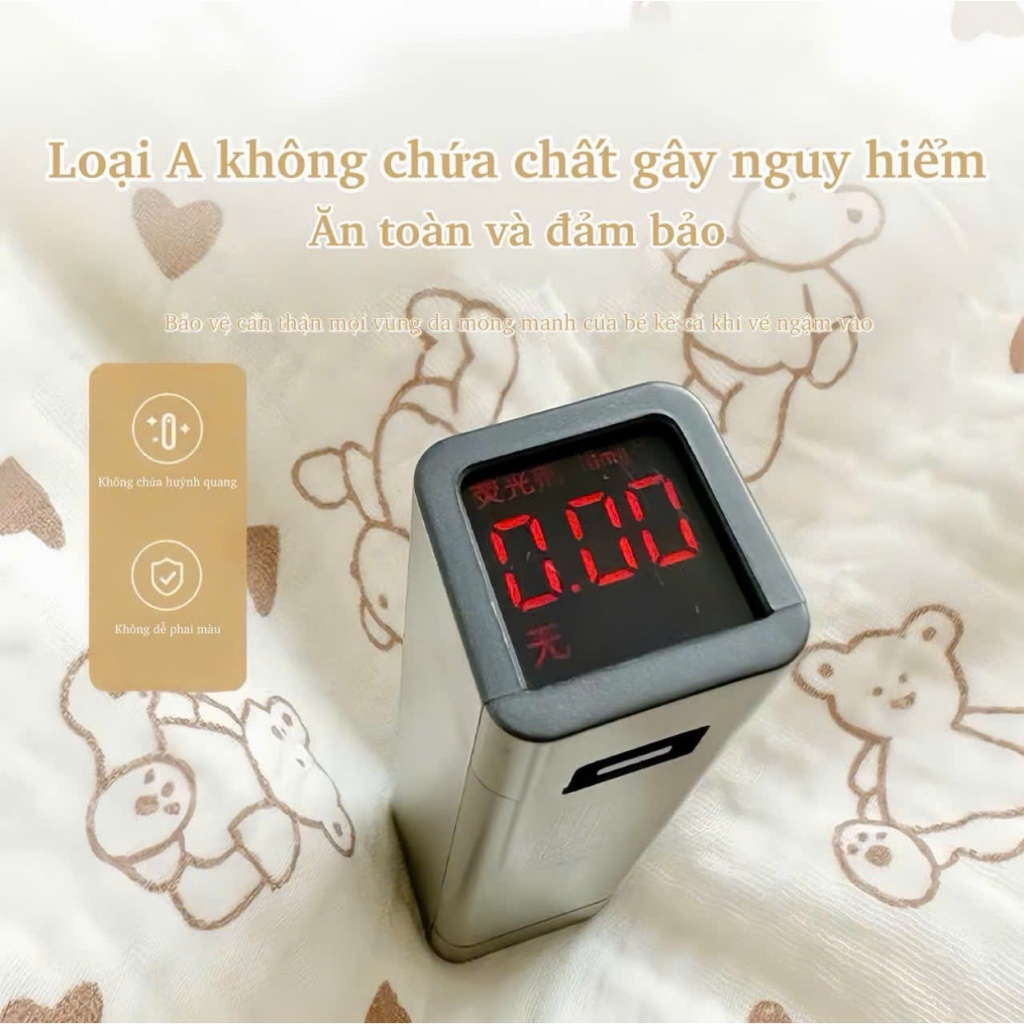 Ủ Xô Trần Bông Muslin Lót Trong Vải Nhung Hạt Đậu, Chăn ủ choàng cho bé sơ sinh Mùa Thu Đông 75*75 mềm mại êm ái