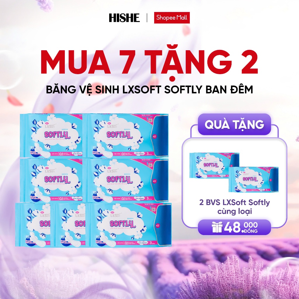 Combo 7 gói Băng vệ sinh Lxsoft Softly mỏng nhất thị trường, siêu thấm hút, phù hợp da nhạy cảm