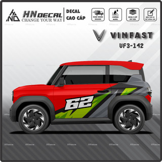 Tem dán xe VF3 - Decal dán xe VF3 MẪU TEM THỂ THAO CÁ TÍNH . 1 bộ dán 2 bên ( mẫu VF3 - 142 )