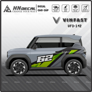 Tem dán xe VF3 - Decal dán xe VF3 MẪU TEM THỂ THAO CÁ TÍNH . 1 bộ dán 2 bên ( mẫu VF3 - 142 )