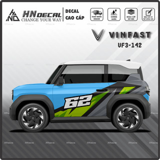 Tem dán xe VF3 - Decal dán xe VF3 MẪU TEM THỂ THAO CÁ TÍNH . 1 bộ dán 2 bên ( mẫu VF3 - 142 )
