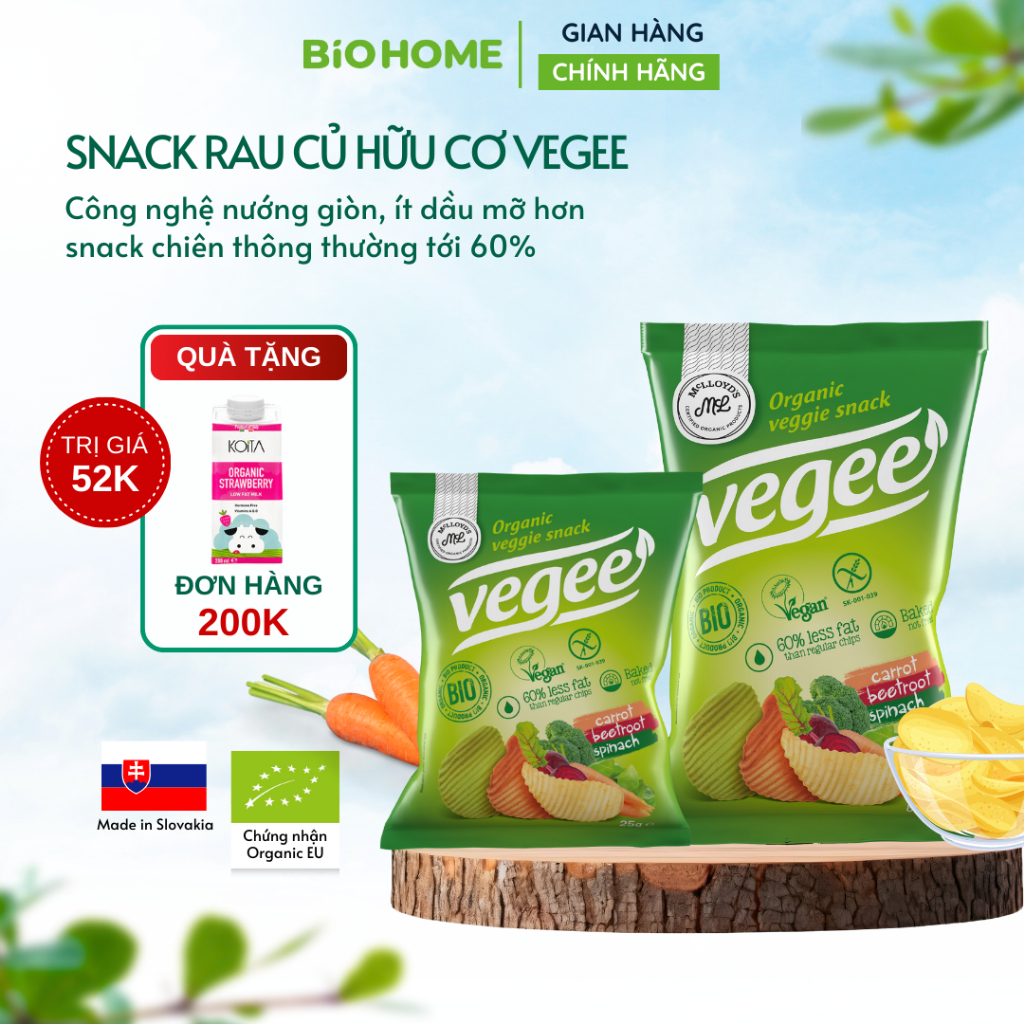 Bánh Snack - Bim bim hữu cơ rau củ Vegee - Công nghệ nướng giòn tan ít ...