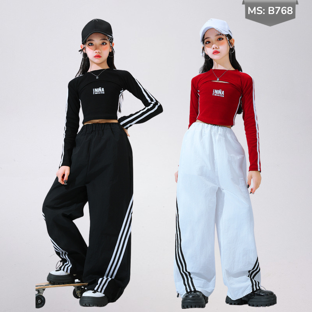 Quần Dù Túi Hộp Ống Rộng Phong Cách Hip Hop Đường Phố Cho Bé Trai Bé Gái B768 | JJ Kids Fashion