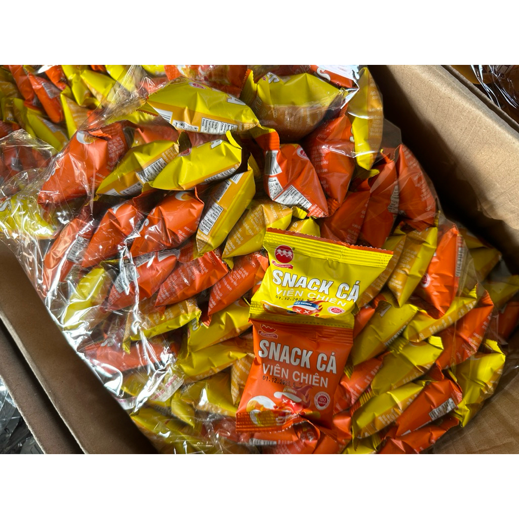 Snack cá viên chiên, bim bim cá viên chiên thơm ngon giòn tan bịch 60 gói