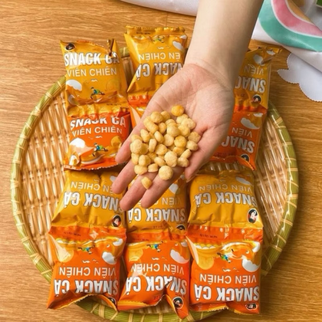 Snack cá viên chiên, bim bim cá viên chiên thơm ngon giòn tan bịch 60 gói