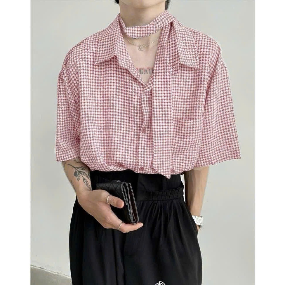 Áo Sơ mi tay ngắn Cà vạt HITCH Style Hàn CVCVNI Unisex