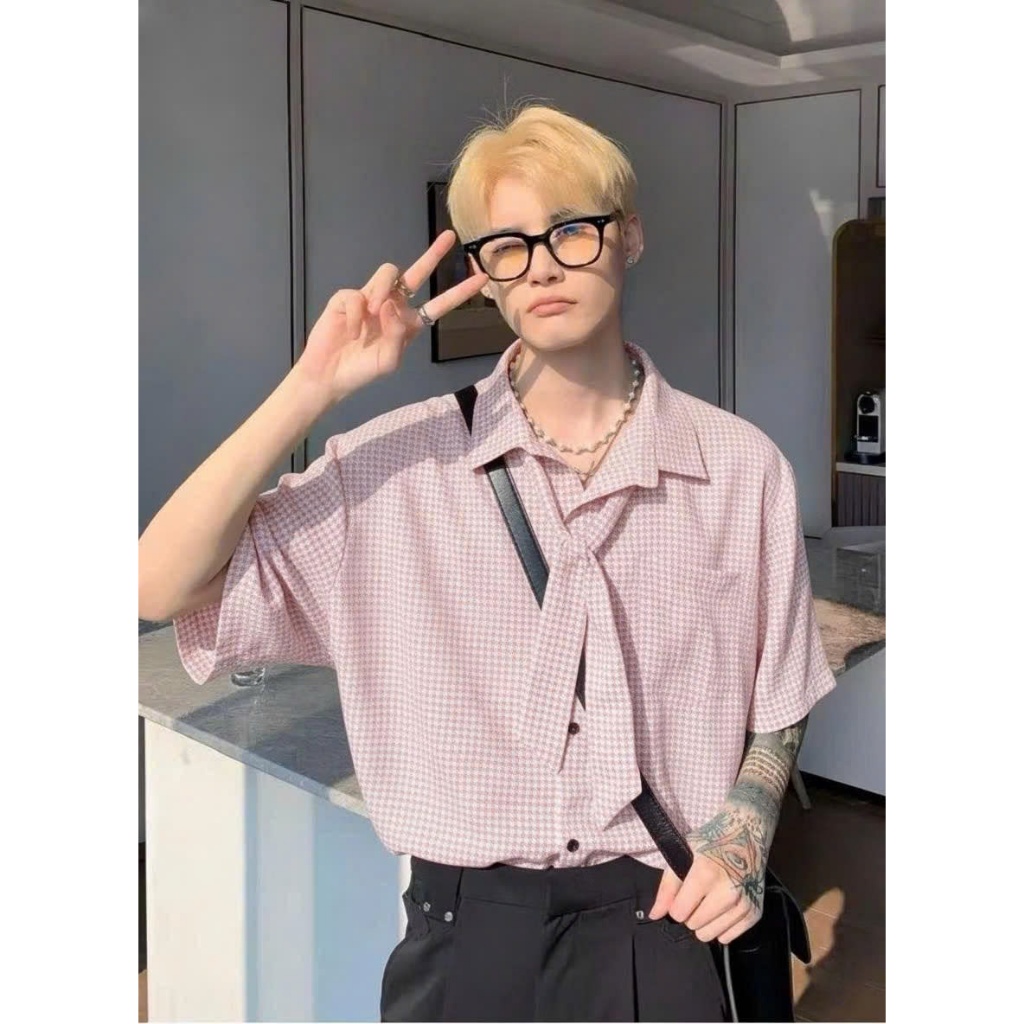 Áo Sơ mi tay ngắn Cà vạt HITCH Style Hàn CVCVNI Unisex