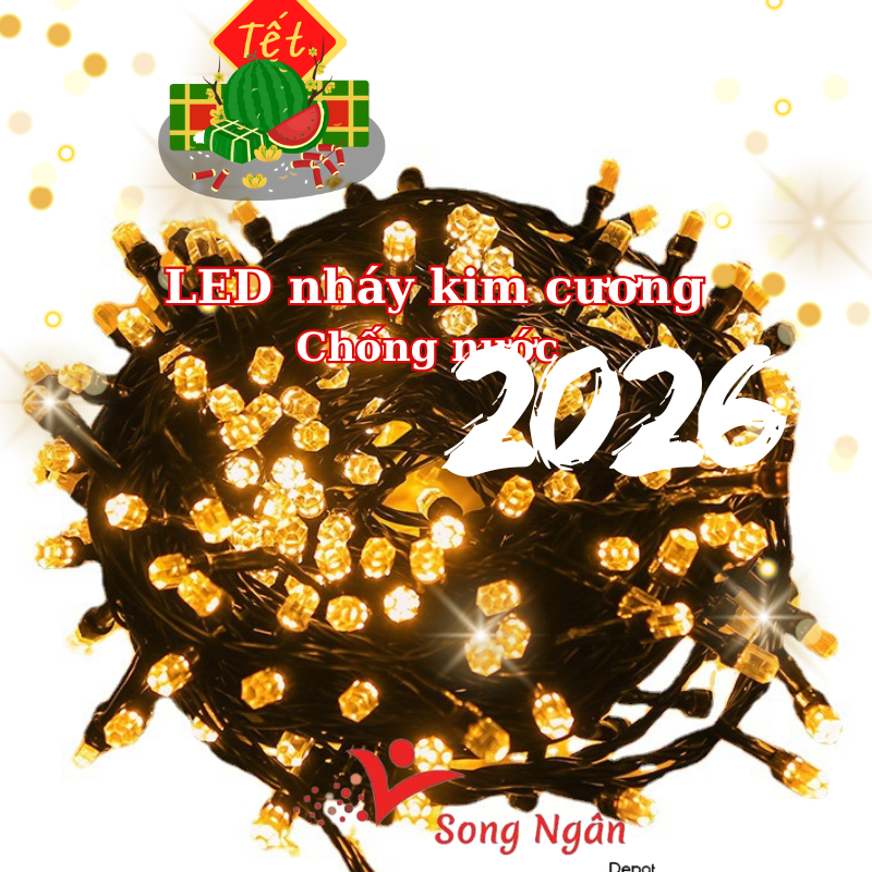 Dây đèn led kim cương nháy chống nước đèn led trang trí tết trang trí tết noel trang trí sân vườn