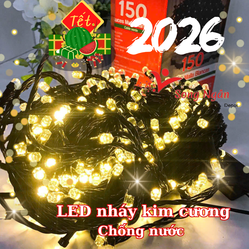 50M Đèn Nháy Dây Led Trang Trí Ngoài Trời Siêu Chống Nước Dây Led Kim Cương Trang Trí Tết Nguyên Đán