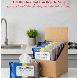 1 Gói 80 Tờ Khăn Ướt Lau Bếp Đa Năng,Khăn Lau Bếp Siêu Tiện Lợi