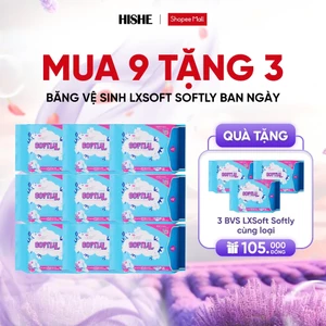 Combo 9 băng vệ sinh Lxsoft Softly KHÔNG BẠC HÀ khó chịu, Siêu mỏng 1mm, Mặt bông lượn sóng êm ái