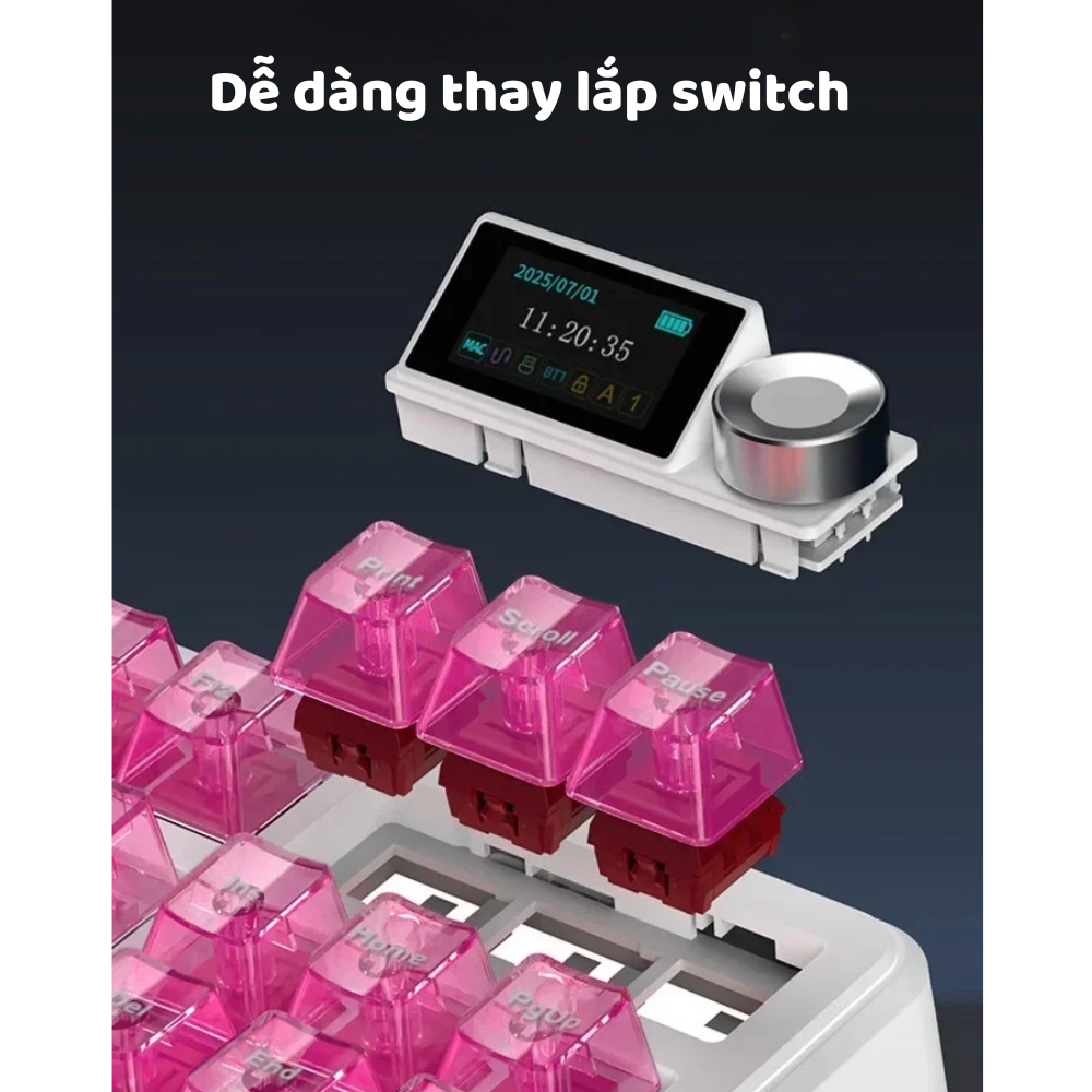 Bàn phím cơ không dây Ajazz MK87 Pro - Mạch xuôi - Màn hình TFT - LED RGB - Gasketmount - Núm xoay - Pin 10000mah | BigBuy360 - bigbuy360.vn