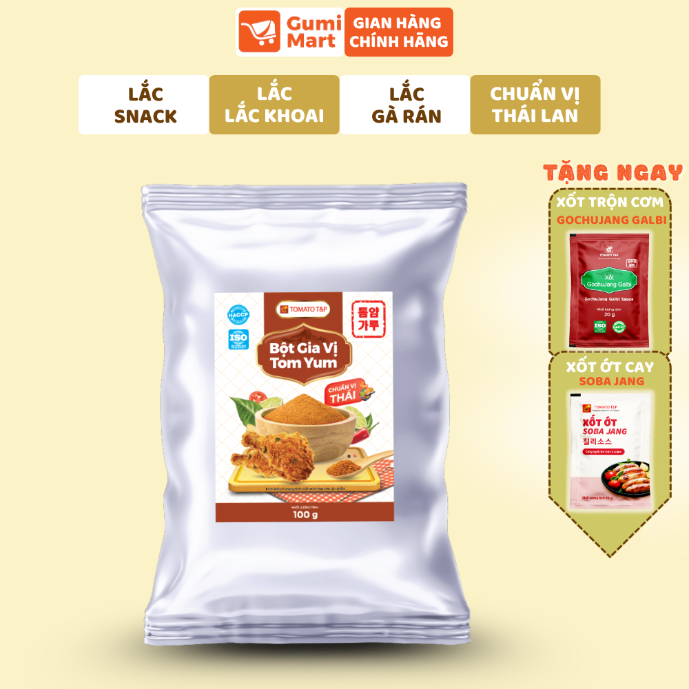 Bột Tomyum Tomato T&P Gói 100g, Lắc Khoai tây Chiên, Lắc Gà Rán, Lắc Snack, chuẩn vị Thái Lan - TY72