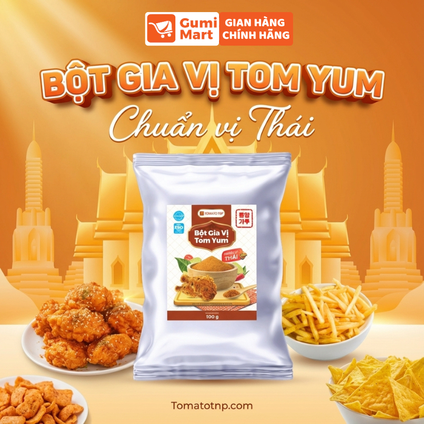 Bột Tomyum Tomato T&P Gói 100g, Lắc Khoai tây Chiên, Lắc Gà Rán, Lắc Snack, chuẩn vị Thái Lan - TY72