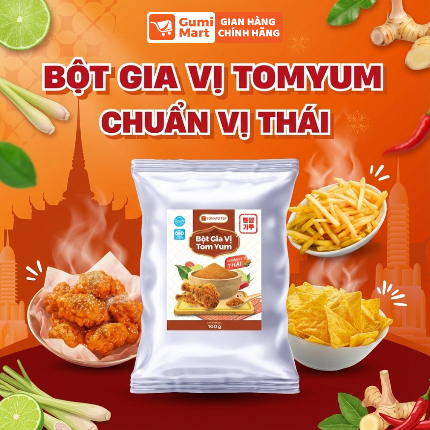 Bột Tomyum Tomato T&P Gói 100g, Lắc Khoai tây Chiên, Lắc Gà Rán, Lắc Snack, chuẩn vị Thái Lan - TY72