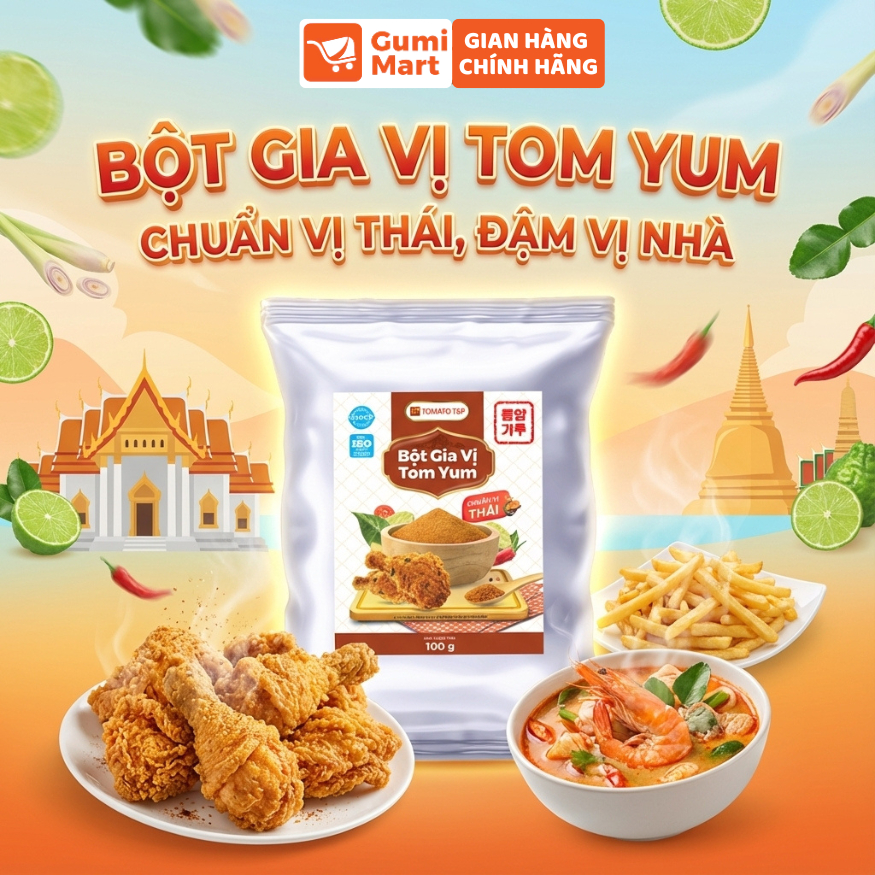 Bột Tomyum Tomato T&P Gói 100g, Lắc Khoai tây Chiên, Lắc Gà Rán, Lắc Snack, chuẩn vị Thái Lan - TY72