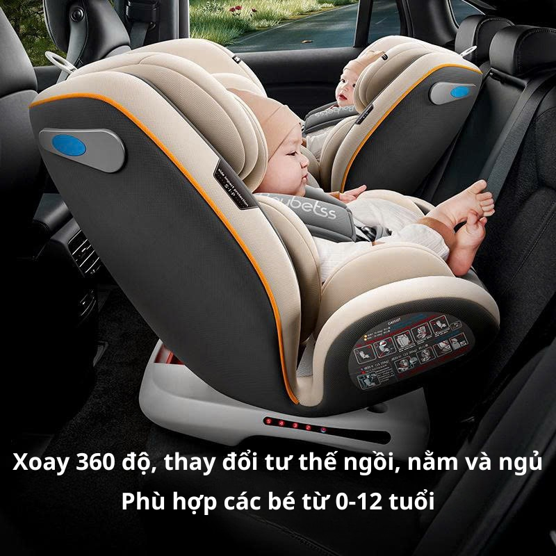 [Hàng Có Sẵn] Ghế ngồi ô tô cho bé xoay 360 độ đạt tiêu chuẩn Châu âu, Isofix tem chứng nhận đầy đủ