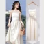 Váy 2 dây dáng dài Hoadanbistore, Đầm maxi đi biển cup ngực 2 lớp xếp ly tiểu thư hàn quốc