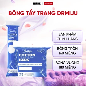 Bông Tẩy Trang Drmiju Cao Cấp – Sạch Sâu, Dịu Nhẹ, Không Xơ Bông, tròn 160 miếng, vuông 180 miếng