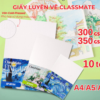 [Sale 50%]  Giấy Vẽ Màu Nước 300gsm 350gsm A4 A5 A6 ClassMate Vẽ Màu Nước Vân Cold Pressed Hạng Hoạ Sĩ Happykids