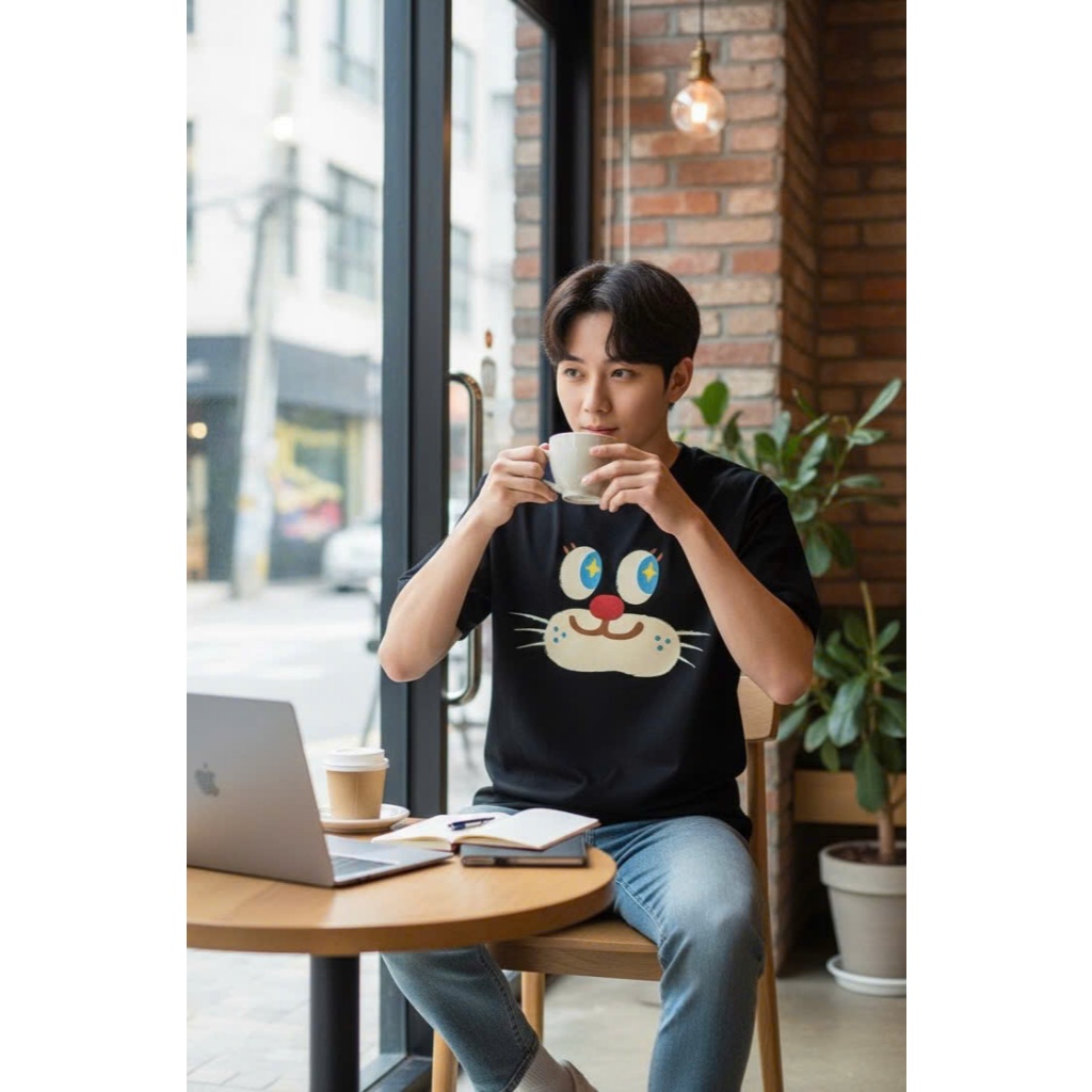 Áo thun Stee Cổ tròn COSMIC CATFACE Localbrand ICVCVNI Unisex Cotton