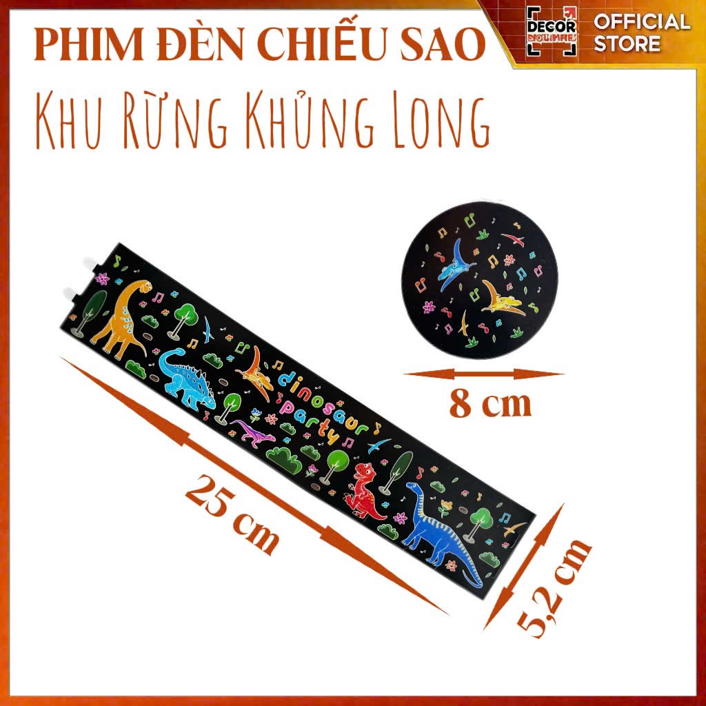 Set 06 tấm phim đèn chiếu sao: Khủng Long, Unicorn, Vườn Thú, Ngân Hà, Nhà Kẹo, Mặt Trăng