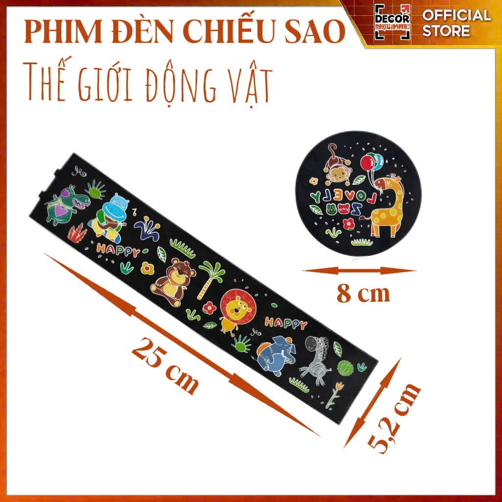 Set 06 tấm phim đèn chiếu sao: Khủng Long, Unicorn, Vườn Thú, Ngân Hà, Nhà Kẹo, Mặt Trăng