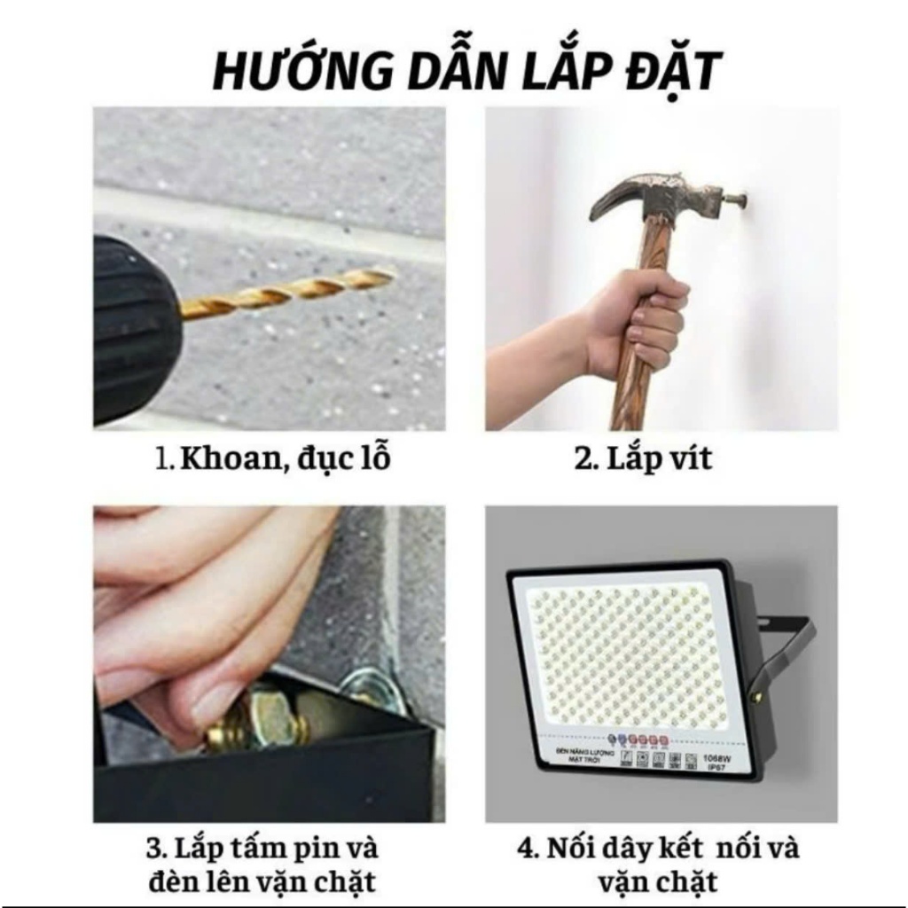 (NEW)Đèn Năng Lượng Mặt Trời Mắt Ngọc Solar Light 3000w Đèn có thấu kính, chống lóa mắt. Điều khiển từ xa - Cảm biến