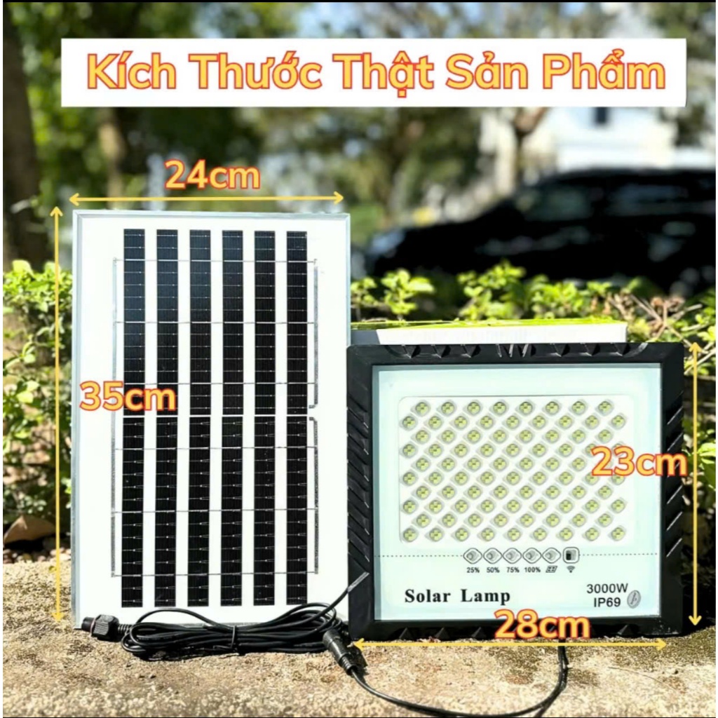(NEW)Đèn Năng Lượng Mặt Trời Mắt Ngọc Solar Light 3000w Đèn có thấu kính, chống lóa mắt. Điều khiển từ xa - Cảm biến