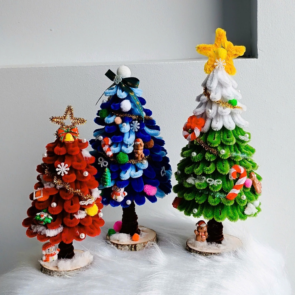 Cây Thông Noel Kẽm Nhung| Set Tự Làm DIY- Tặng 5 Charm Noel nổi+ Đèn Led/ Shop Làm Sẵn+ đèn led+ túi