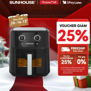 [Bản mới] Nồi chiên không dầu 6.5L SUNHOUSE SHD4030 - Công nghệ Rapid Air giảm tới 80% dầu mỡ - Khoang chiên trong suốt