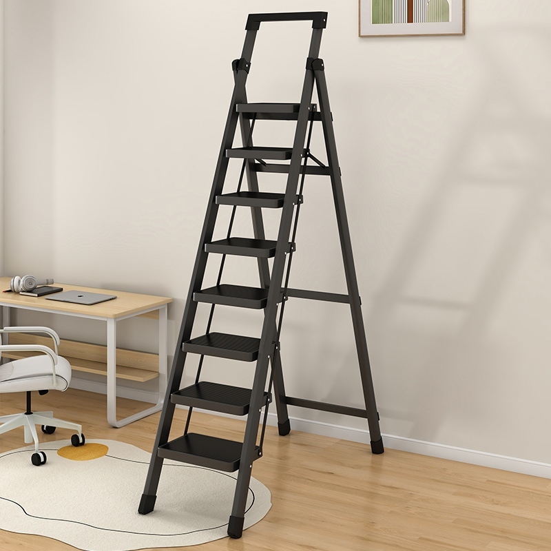 Thang chữ a Thang Nhôm Gấp Gọn đen Thang Gấp 4-8 Bậc Tải Trọng 400kg Ổn định và an toàn
