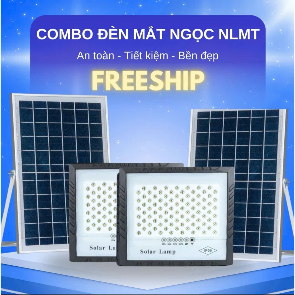 COMBO Đèn Năng Lượng Mặt Trời Mắt Ngọc Solar light 3000w có thấu kính, chống láo mắt. An Toàn -  Tiết Kiệm.