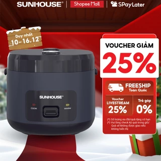 Nồi cơm điện 1.2L Sunhouse SHD8219 - Công suất 500W - Chống dính Whifort an toàn - Phù hợp 2-4 người - Giữ ấm đến 8h