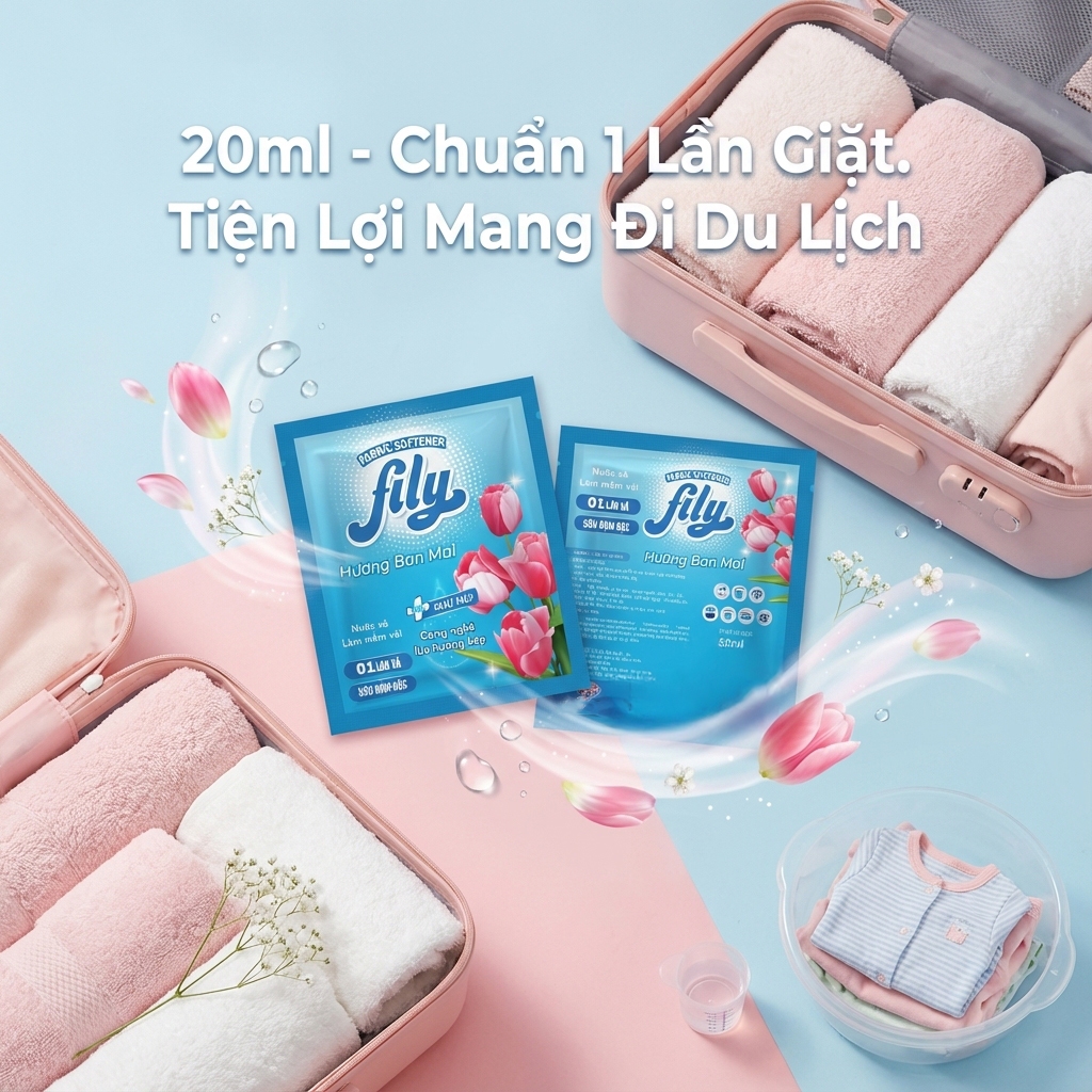 HÀNG TẶNG - Gói Nước Xả Vải Fily Hương Nước Hoa 20ML, Gói Xả Vải Đậm Đặc Lưu Hương 48h Làm Mềm Vải