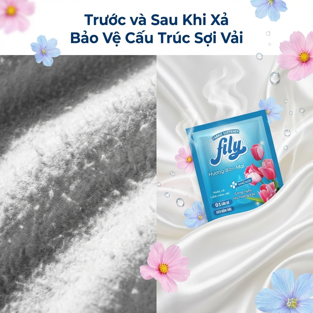 COMBO 10 Gói Nước Xả Vải Fily Hương Nước Hoa 20ML, Gói Xả Vải Đậm Đặc Lưu Hương 48h Làm Mềm Vải