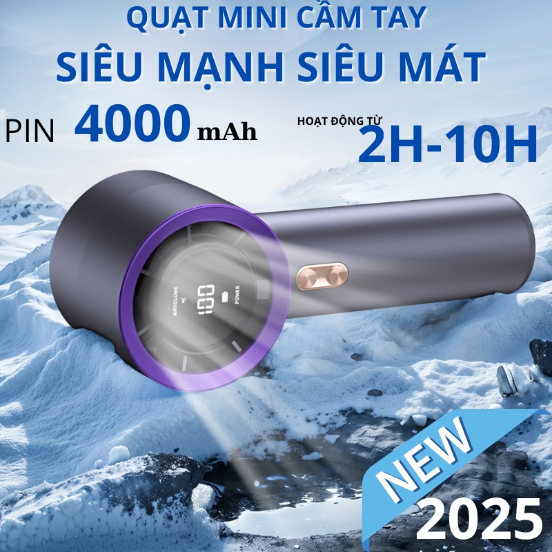 Quạt mini cầm tay 4000 mAh di động có thể sạc gió mạnh 199 tốc độ turbo phản lực