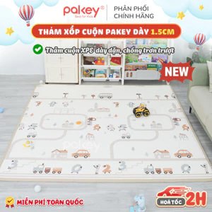 Thảm Xốp XPE Cho Bé Dày Dặn Chống Trơn Trượt, Thảm Cuộn Pakey Cao Cấp Có Viền May Chắc Chắn Họa Tiết Xinh Xắn