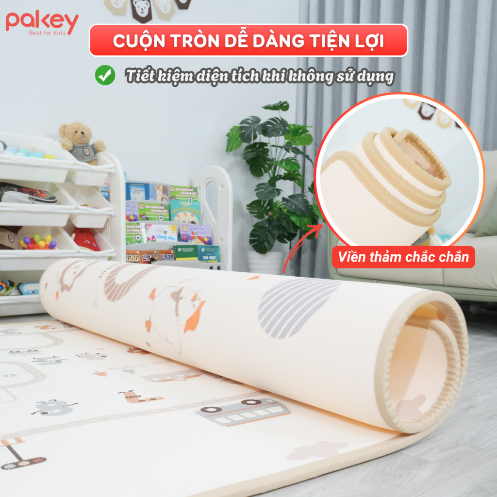 [NEW] Thảm Xốp XPE Dày Dặn Chống Trơn Trượt, Thảm Cuộn Pakey Cao Cấp Viền May Chắc Chắn Màu Sắc Pastel
