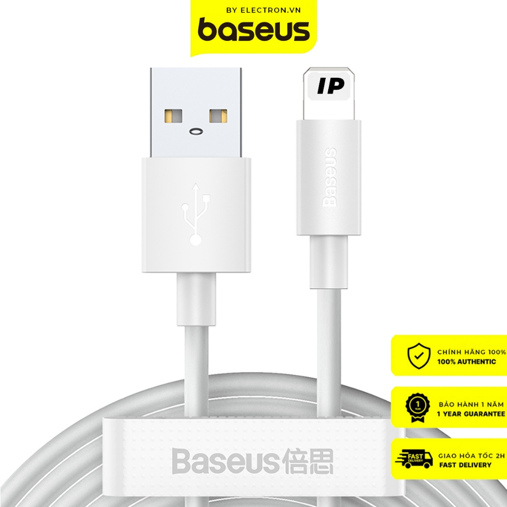 Cáp sạc IP cho IP Baseus Simple Wisdom Data Cable USB to IP 2.4A dài 1m ...