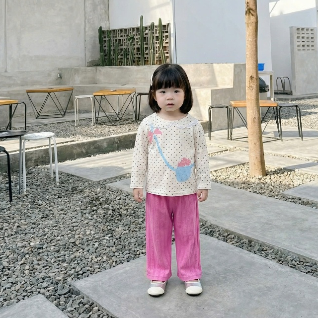 Set bộ dài tay bé gái cổ sen Miniumbaby mix hình đính nơ cho bé 1-6 tuổi chất cotton mềm mát SB2510